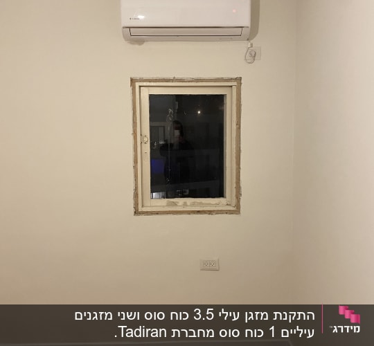 יחידת מיזוג אוויר מותקנת על קיר לבן